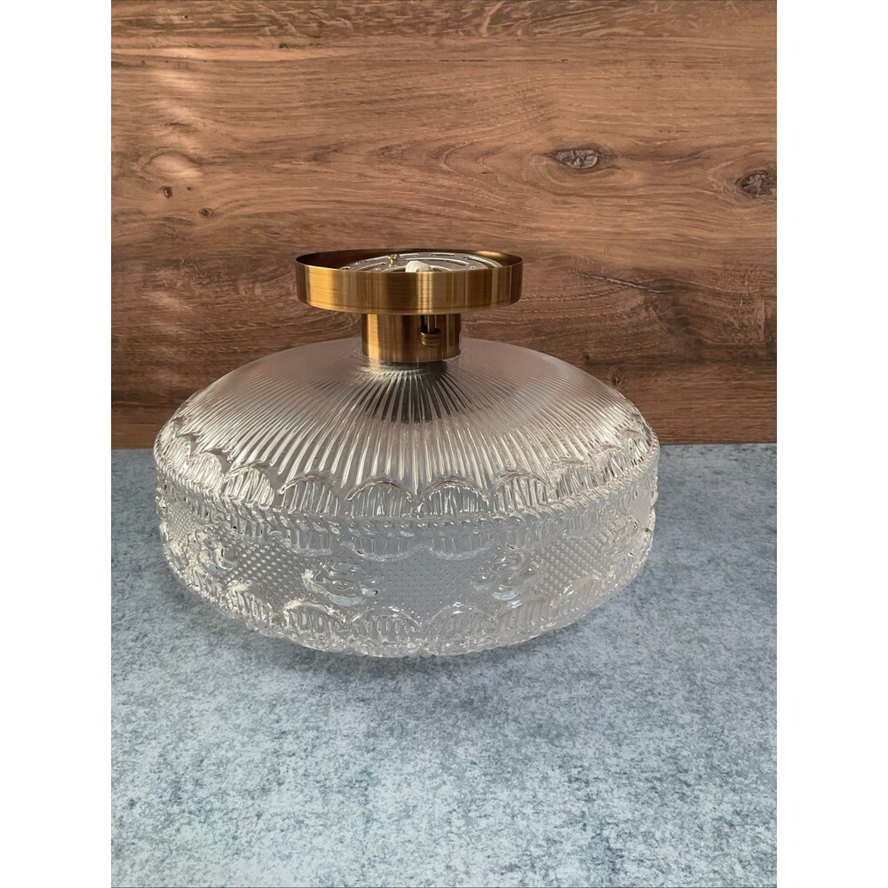 Ceiling Light Fixture Clear Glass Semi Flush Mount Lighting.11 1/3”x 7 9/32.new